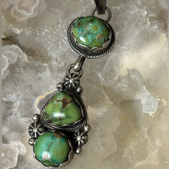 NWT Eli Skeets Sonoran Gold Turquoise and SS Pendant Navajo Handmade - Picture 12 of 13